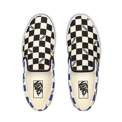 Vans Big Check Classic Slip-On - Kadın Slip-On Ayakkabı (Siyah Lacivert)